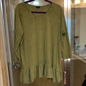 Hannah Olive Tunic with Ruffle Hem